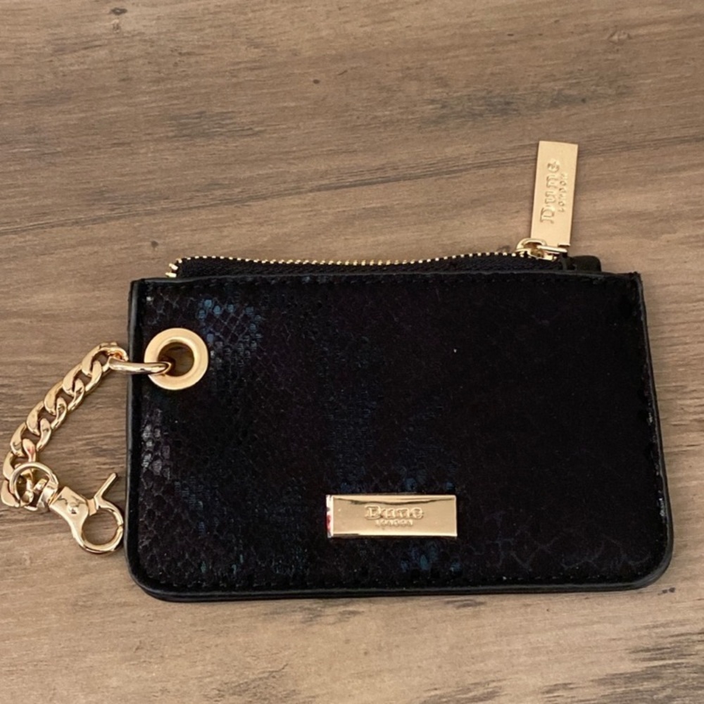 Dune Black Snakeskin Leather Coin Wallet LIKE NEW
